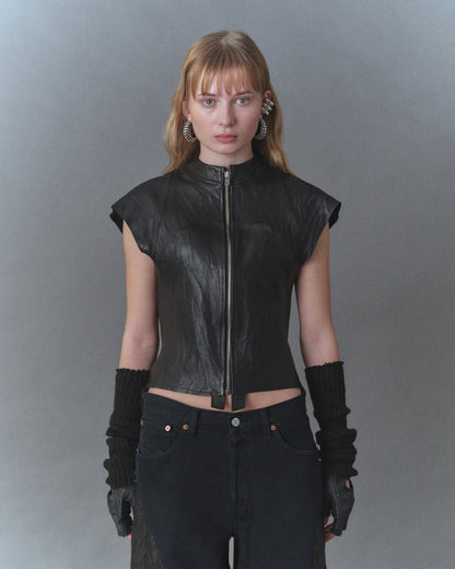 Wrinkle Leather Vest