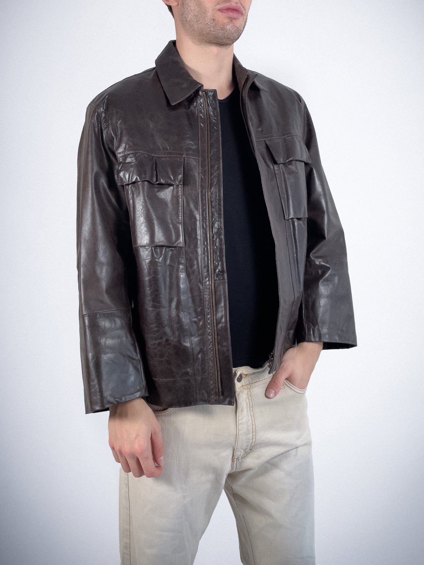Leather Wrinkled Jacket